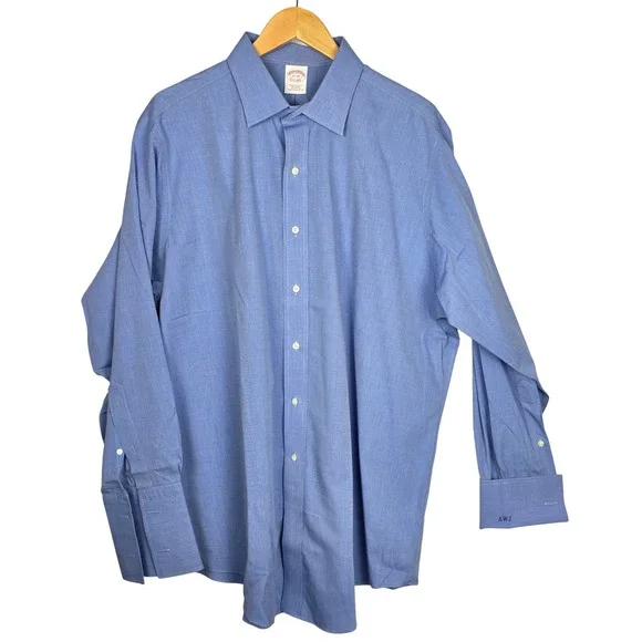 Brooks Brothers Men's Button Down Shirts 17-34 Blue Traditional Fit Cuff ‎ Lot 2